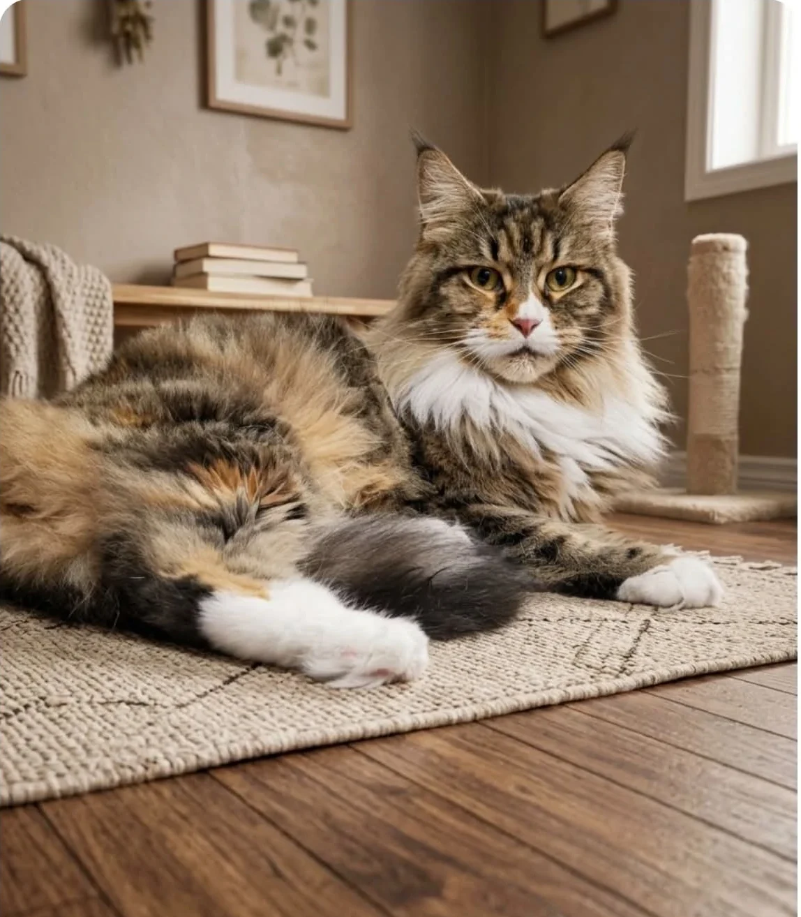 AVIA GatosDelMundo*PL — szylkretka z bielą w domowym wnętrzu