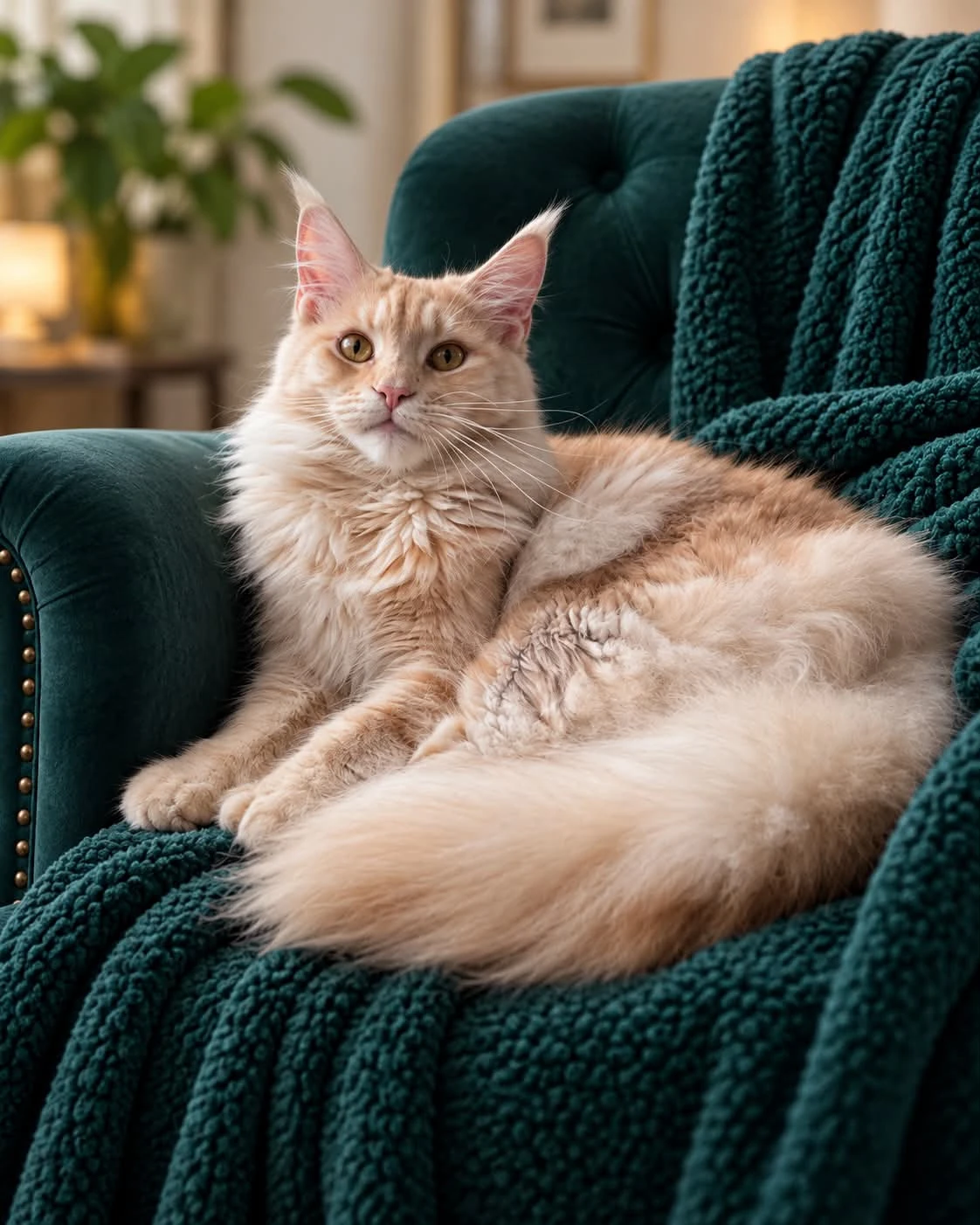 GLORIA Kotopolis*PL — kotka Maine Coon na fotelu